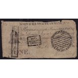 Norwich and Swaffham Bank 1826 £1, Bankruptcy hand stamp "At The Norfolk Hotel in the City of