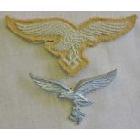 German WWII Luftwaffe DAK Field Tunic Jacket eagle insignia with a metal insignia variant. Excellent