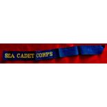 Naval Cap Ribbon 'Sea Cadet Corps', ribbon has been cut in half.