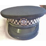 British Transport Police Inspectors peaked cap, with chrome and enamel badge (QC) as made by