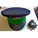 French Police Forces peaked cap as made by 'Bidermann' size 55. Green band for Rural police service.