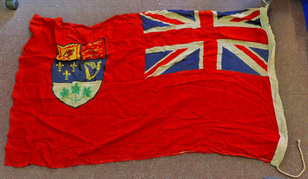 Canadian WWII Wartime dated flag: 1943 made in Ottawa Canada. Size: 60"x35"