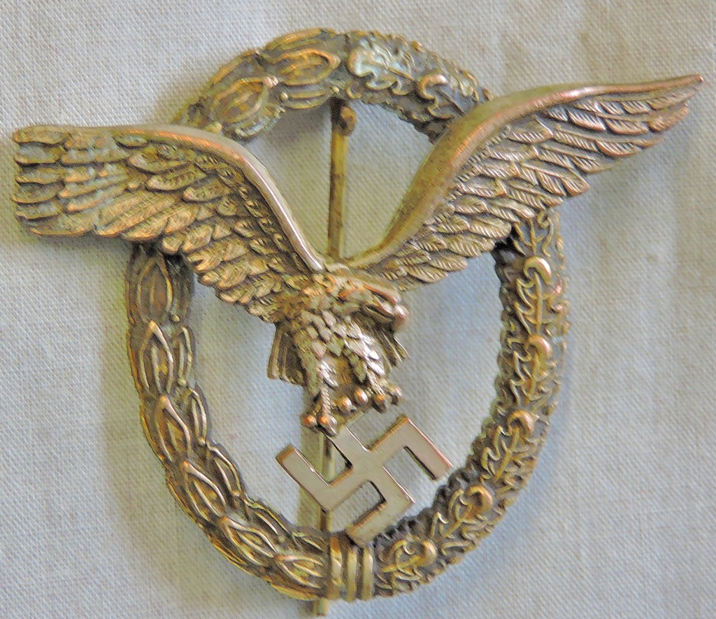 German WWII Pilot's War Badge, makers mark 'Assman of Lüdenscheid'