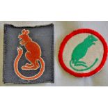 British WWII 7th Armoured Division and Desert Rats cloth patches. Scarce. Sold A/F