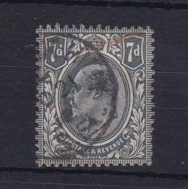 Great Britain 1911-13-7d slate-grey, variety (SG305)(Spec M38(11) fine used.