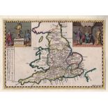 Antique Maps - England, Hermannides,1661 Map and Cartouches 'Britannia Saxonica' from Britannia