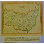 Antique Maps - 1810 Map from Wallis 'New Edition of the English Counties' miniature, 12cmx14cm,