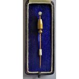 Diamond and 9ct gold stick-pin for tie or cravat, possibly American. Comes in its original