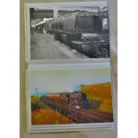 Railway's-(24) black and white with some colour postcard sized photographs - locomotives in the