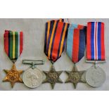 WWII Group of five, 1939 - 1945 Medal, The 1939 - 1945 Star, The Burma Star, The Pacific Star and