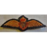 RCAF Half size WWII Pilots wings, a scarce patch.