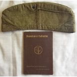 German RAD Labour mans side cap made by "ALMI" dated 1941 and identity card, VF