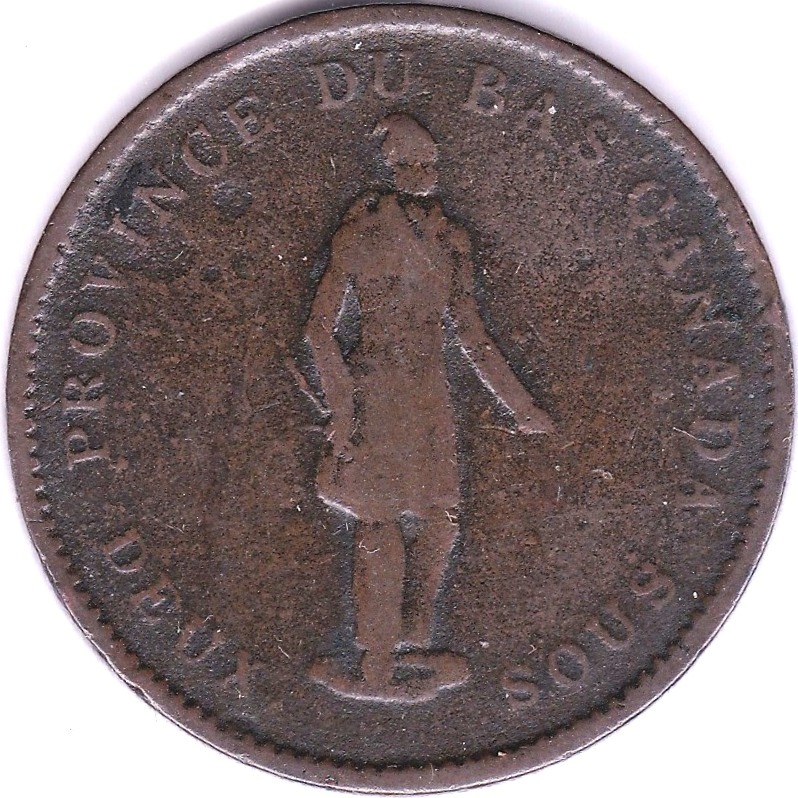 Canada (Lower Canada) 1837 5 Sous (Penny) Token Quebec Bank on Ribbon, KM Tu11, AVF - Image 3 of 3