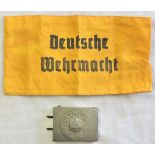 German WWII style Whermacht volunteers armband and belt buckle