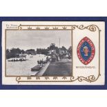 Berkshire - Maidenhead, The Thames, Riverside view with rowing activity, arms in colour inset used