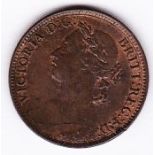Great Britain Farthing - 1884 Queen Victoria Ref S3958, Grade GEF with Lustre.