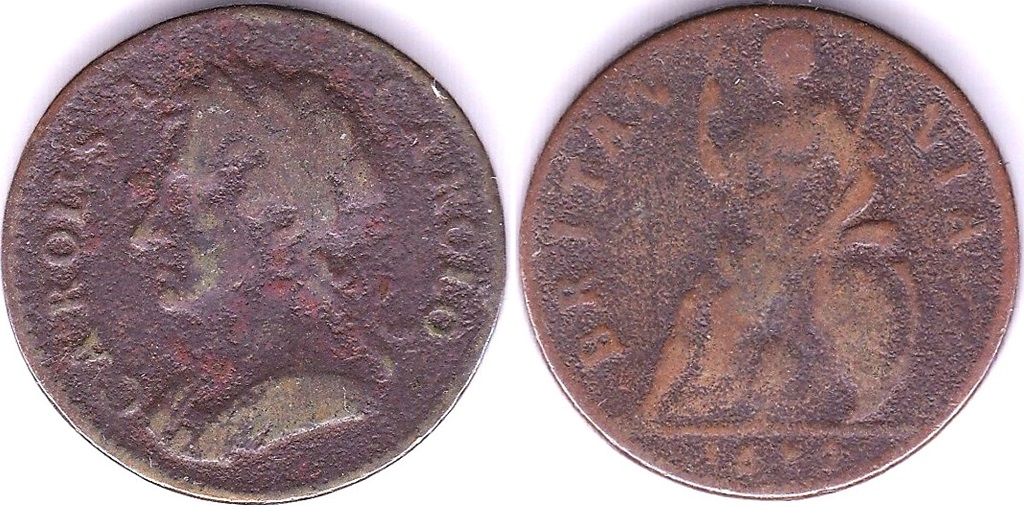 Great Britian-1672 Charles II Farthing, fine.