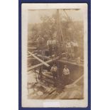 Rural/ Industrial - fine early RP, building crew sinking pilings for a bridge. Nice card