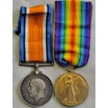 British WWI War Medal Pair to 033203 Pte. S. Swift. Army Ordnance Corps.