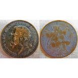 Suffragette interest, an old George V 1913 dated penny stamped "Voted for Women" (it was an