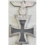 German WWII Iron Cross 1st class WWI award with a WWII style 1st class spange. One piece