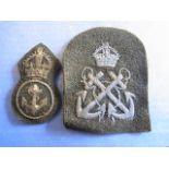 WRENs a WW2 Petty Officers cap badge and sleeve rank badge