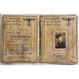 German WWII identity pass card with a portrait of SS Tiger Tank crewman Scolhid Schulz, dated