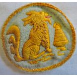 WWII style badge, a Chindit jungle patch, aged, scarce