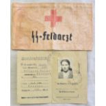 German WWII style SS feldarzt Volunteers (Field Doctor) armband & identity card to H117 Matylda