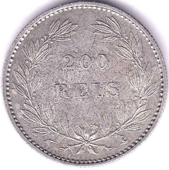 Portugal 1887 200 Reis, AUNC, KM 512 - Image 3 of 3