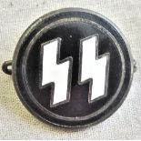 German WWII style SS mans lapel badge, pin back maker marked: 'RZM' M 1/4 Ges Gesch, GVF