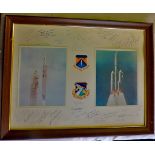 6595th Aerospace Test Wing signed frame, bearing many signatures of the members of the Test Wing