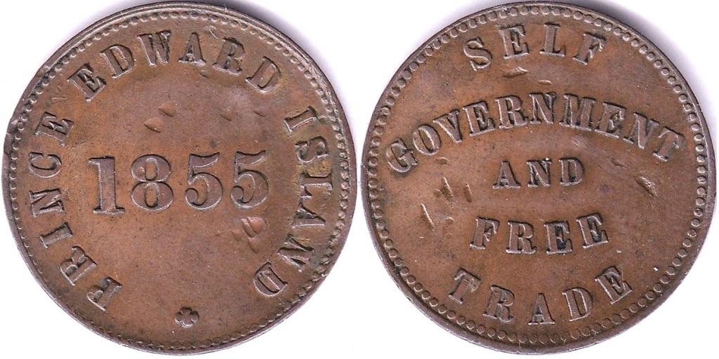 Canada (Prince Edward Island) 1855 Self Government and Free Trade Copper Halfpence soled Token,