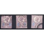 Great Britain 1887- Jubilee-5d, Die 1, Die II and damaged tablet, fine used exampled