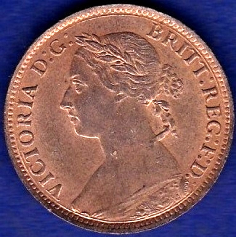 Great Britain Farthing - 1893 Queen Victoria Ref S3958, Grade AUNC full lustre.