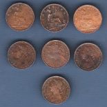 Great Britain Farthings - 1887-1894 Queen Victoria Grade F to GVF (7). Nice lot.