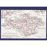 Isle of Wight - Map postcard by Bartholomew, Cycling and motor routes