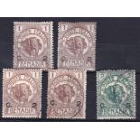 Benadir 1907 -Surcharged definitive's (2xSG10) mint(2xSG10 used)(SG11) used cat value £79