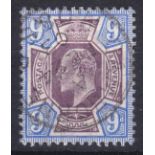 Great Britain 1902-10 9d dull purple and ultramarine, SG 250, very fine and cds, superb (1903)