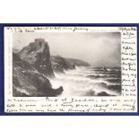 Lynton - Castle Rock 1902 used, Tucks "Rough Sea" No. 857.