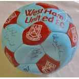 Football 1980's-West Ham F.C-Leather official souvenir football- signed by the players.