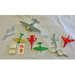 Vintage Aeroplanes and Compass in 'Play worn' condition. Also, 3 'aero' badges and a set of