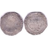 1643-4 Charles I-Shilling, MM(p) tower mint under parliament (S2800) N/F