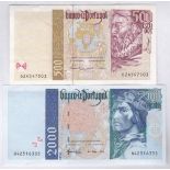 Portugal 1992/7 2000 Escudos, P189c; 500 Escudos, P187d, EF (2)