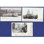 London (3) 1903 used three early postcards, used London including Boston machine 4 bar code 3.
