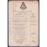 King's Own Royal Bucks Crested Menu, Willis Restaurant.