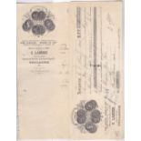 France 1914 Cheque Laberie Distiller Toulouse, used orders, Vignette, also original vignette