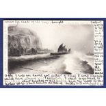 Hastings - A Rough Sea 1901 used, Tucks "Rough Sea" No. 866, early card.
