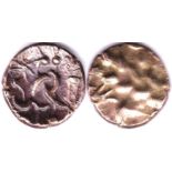 Celtic Gold Stater, South Ferriby Type, Corieltauvi Laureate head, rev disjointed horse, S390, AVF