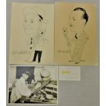 Leonard Gamblin Pen Sketches (2) also a card from his studio and photograph of the famous WWII era